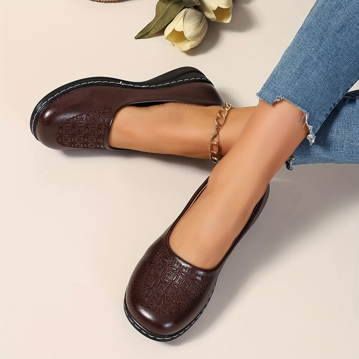 Women's Casual Slip-On Sneakers Breathable Synthetic Upper Cushioned Insole