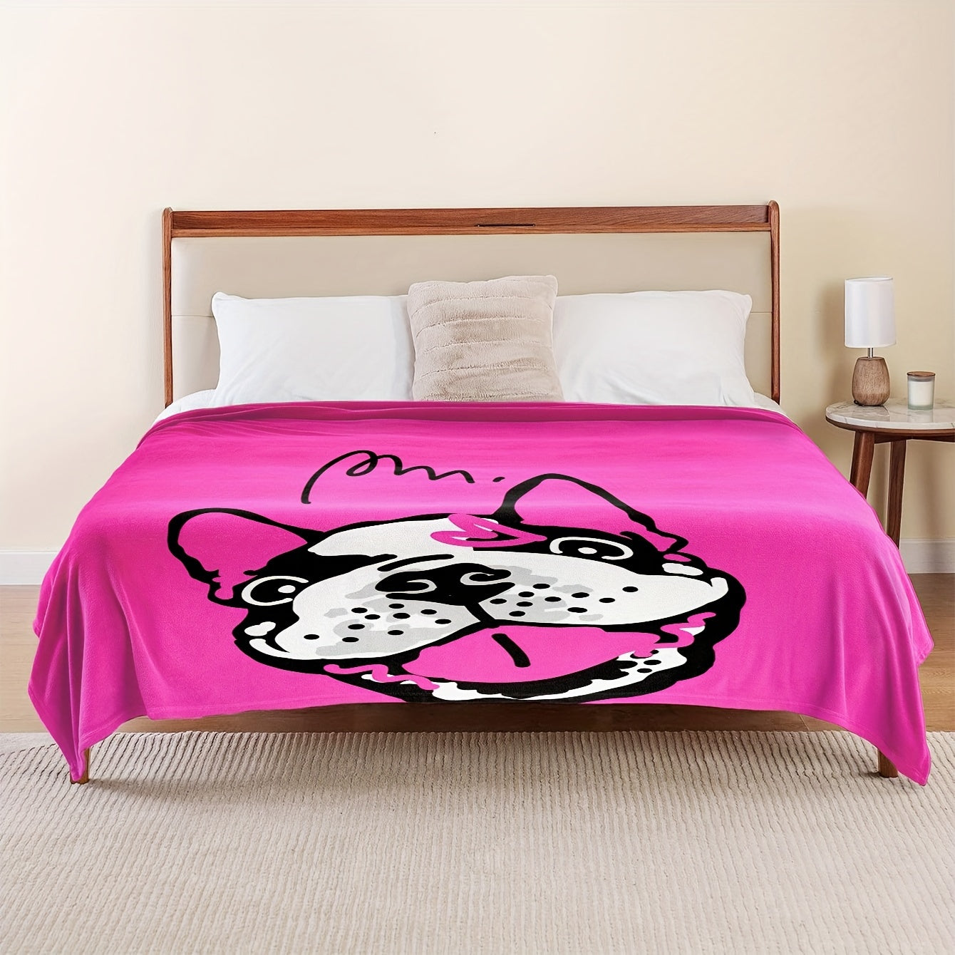 French Bulldog Print Flannel Throw Blanket Durable Polyester All-Season Home Office Car Camping