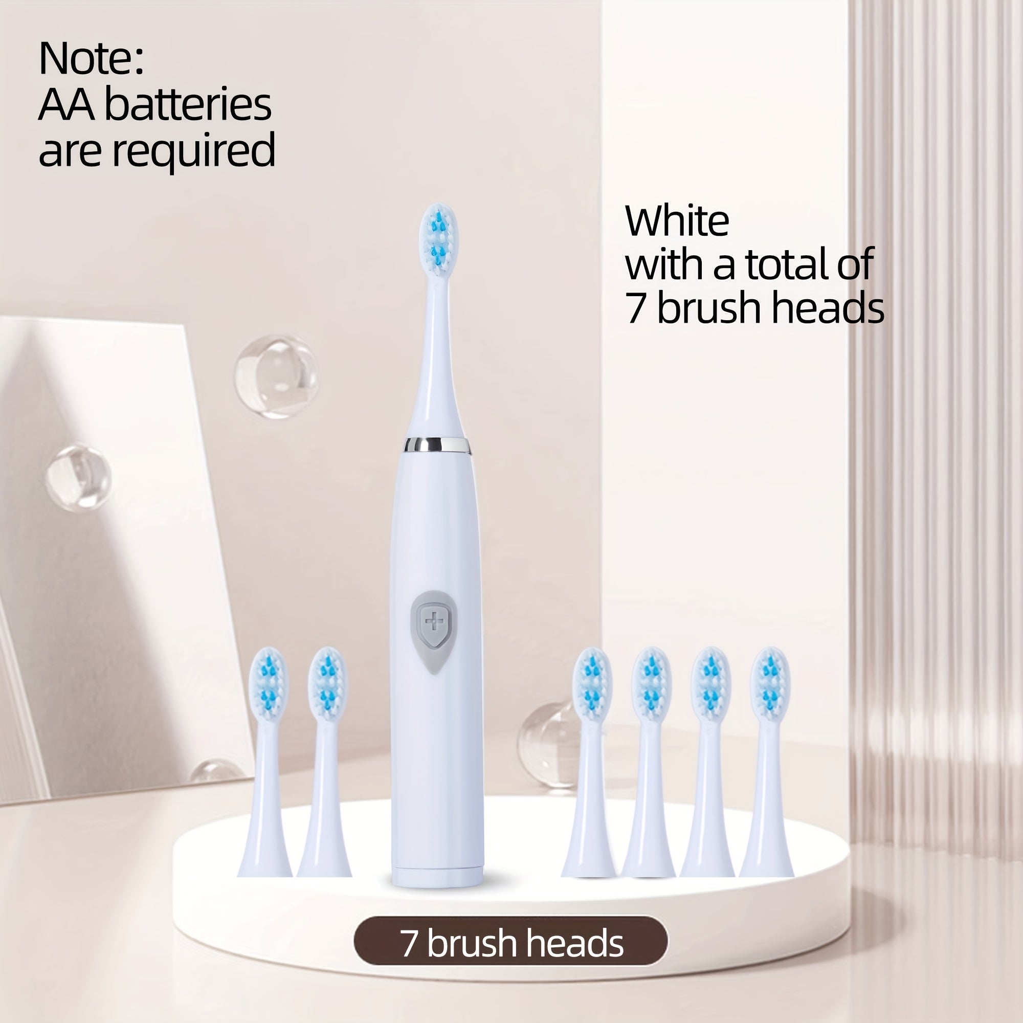 Electric Toothbrush for Adults with Soft Bristle Head Portable Battery Powered