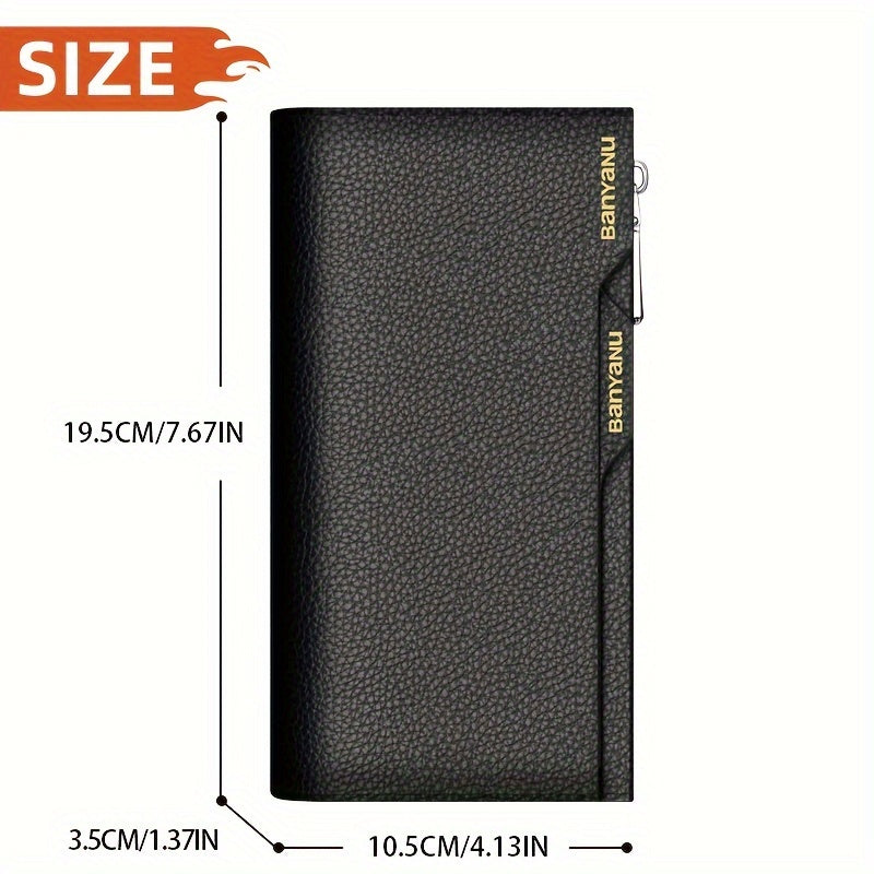Men's Genuine Leather Wallet Large Capacity Multi-Card Cowhide Clutch Driver License Slot