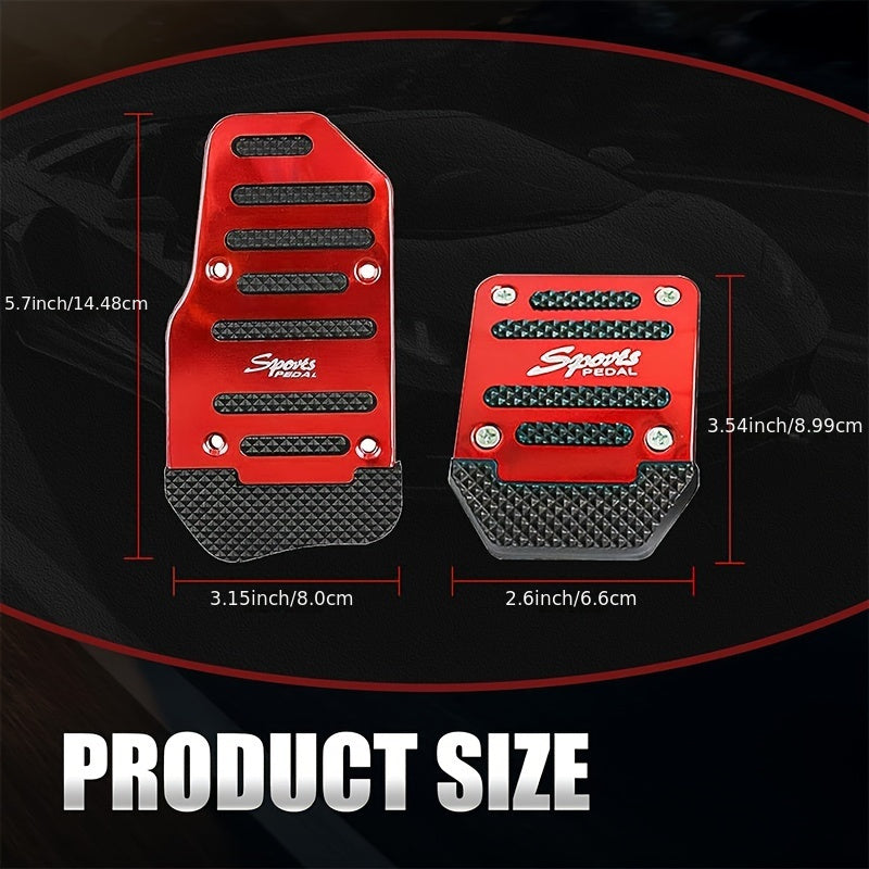 Set of 3 Aluminum Alloy Car Pedal Pads Anti-Slip for Accelerator and Brake