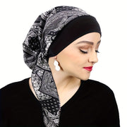 Kemo bemorlari uchun dantelli bog'ichli Paisley naqshli turban shlyapa