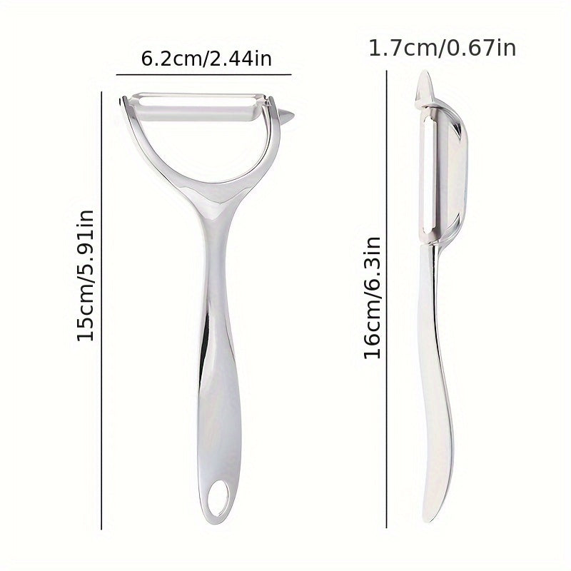Set of 2 Stainless Steel Vegetable Peelers Y and I Shaped for Fruits and Vegetables