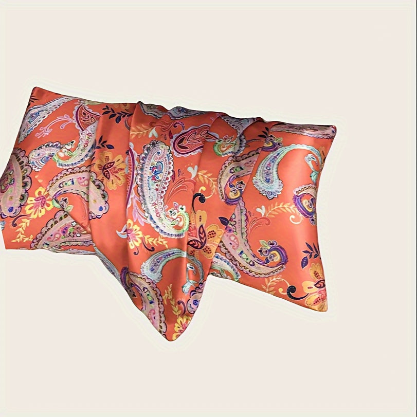 Satin Pillowcase with Digital Floral Design, Soft, Stain-Resistant Bedding for Women