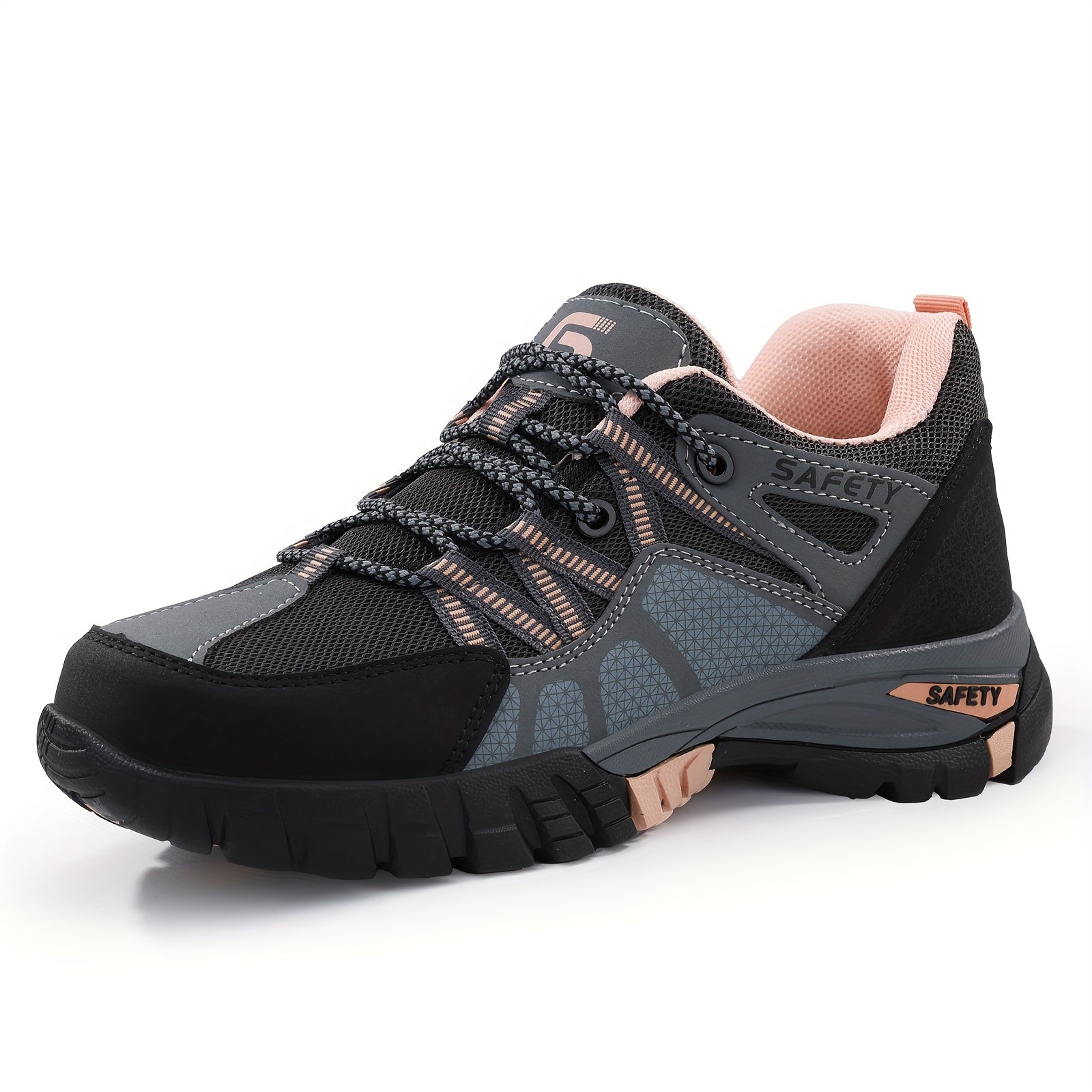 Women's Insulated Electrical Worker Shoes Anti-Puncture Slip-Resistant Steel Toe Black Pink