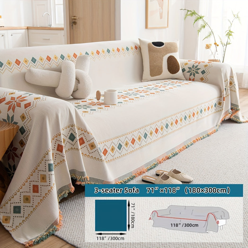 Boho-Style Sofa Cover All Seasons Non-Slip for Living Room Bedroom Office