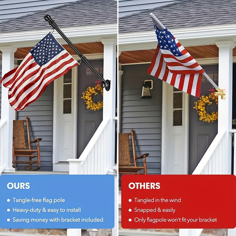 182.88cm Stainless Steel Flag Pole with Rotating Rings for 3x5ft Flags Residential Use