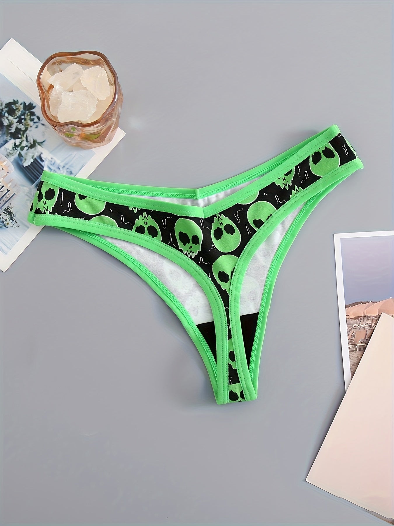 Women's Thongs with Skull Print Soft Stretchy Lingerie