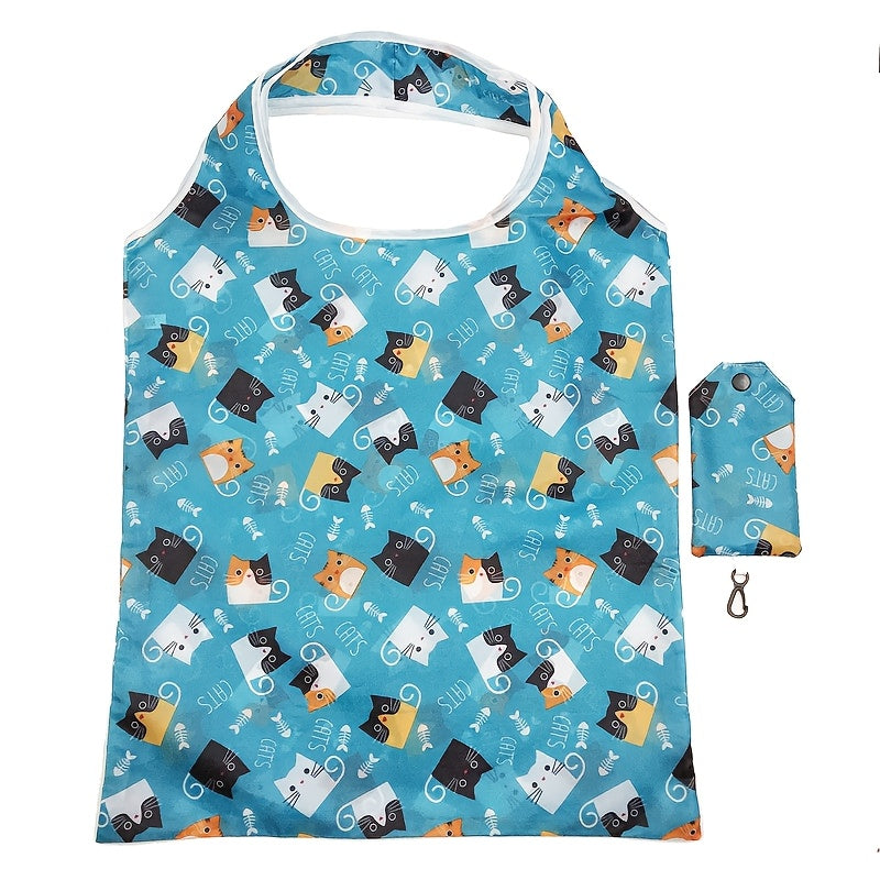 Reusable Polyester Shopping Tote Bag Large Foldable Sunflower Leopard Paisley