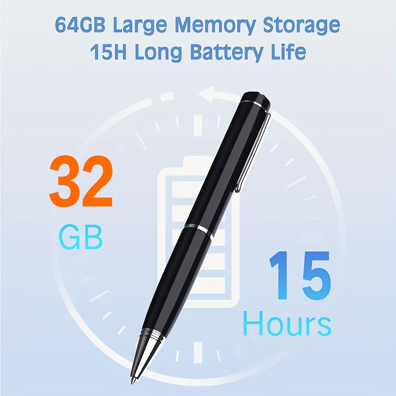 Grabadora de voz digital 64GB 32GB Activada por voz Reproducción USB MP3