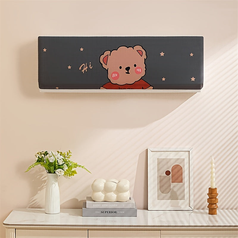 Washable Fabric Dust Cover for Wall-Mounted Air Conditioners with Cartoon Pattern