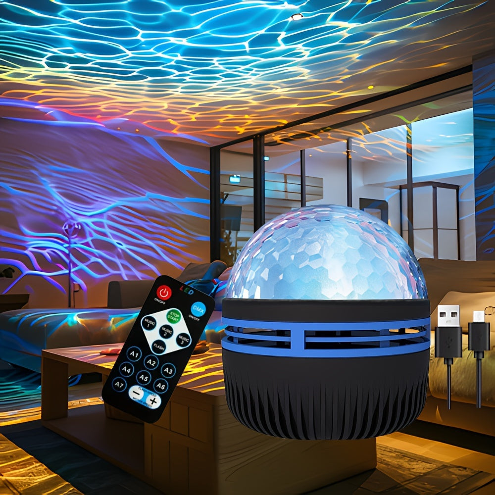 Night Light Projector with Ocean Waves Black USB Powered for Bedroom Home Theater