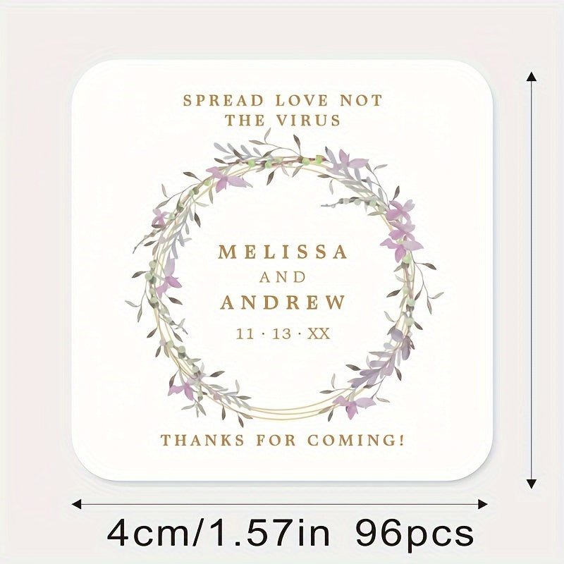 Shaxsiylashtirilgan To'y Sovg'alari Stikerlari - Maxsus Rahmat Etish Etiketkalari, Kvadrat Shakl (3.81-5.99sm), Qog'ozdan Yasalgan, Kelin To'y va Party Sovg'alari uchun Ism va Sana Kiritilgan (Turli Miqdorlarda Mavjud)