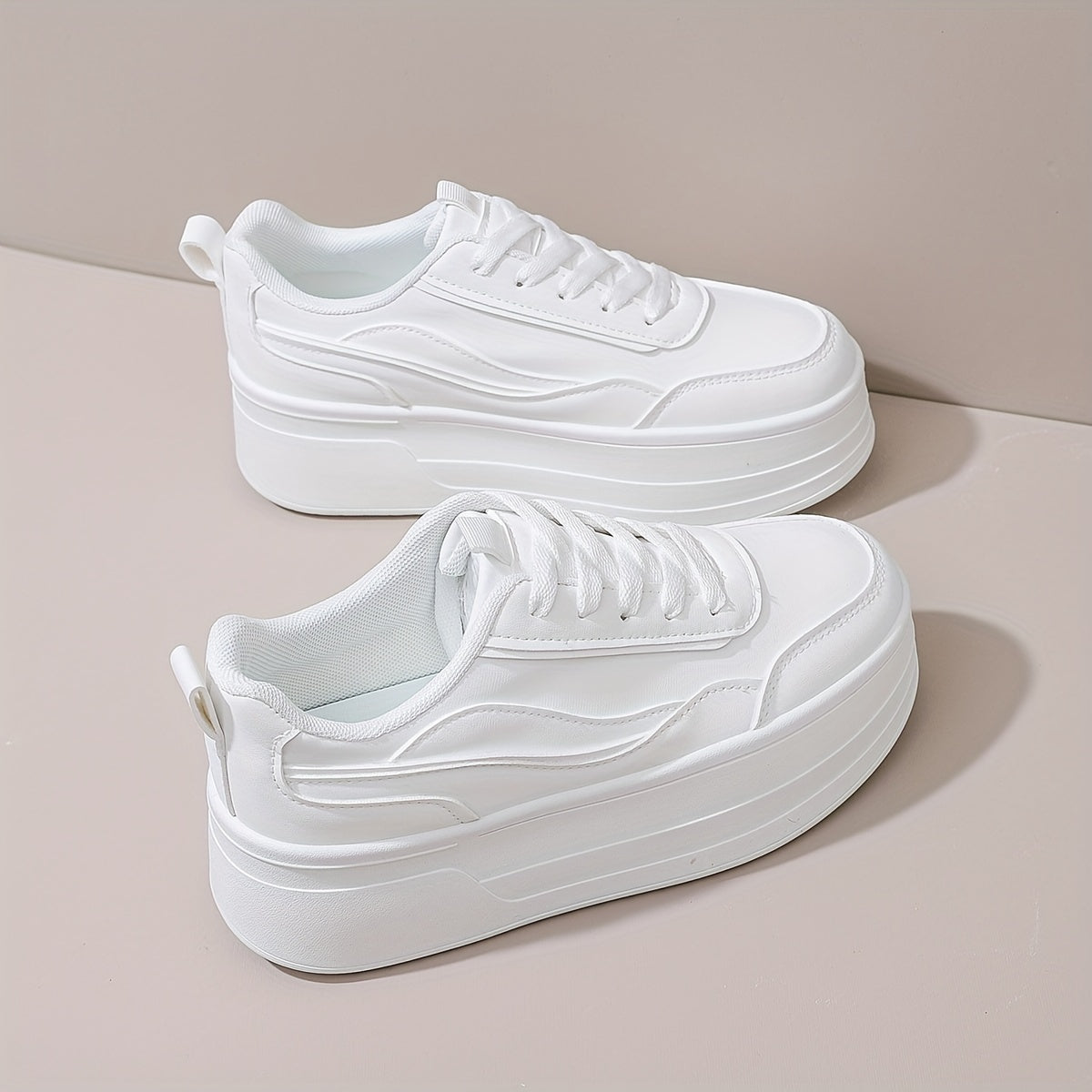 Women’s Chunky Platform Sneakers White Casual High Top Shoes
