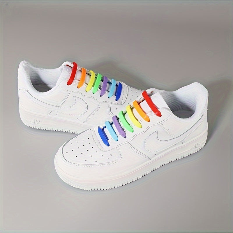 16 Pcs Silicone No-Tie Shoelace Set Adjustable Elastic Sneakers Laces