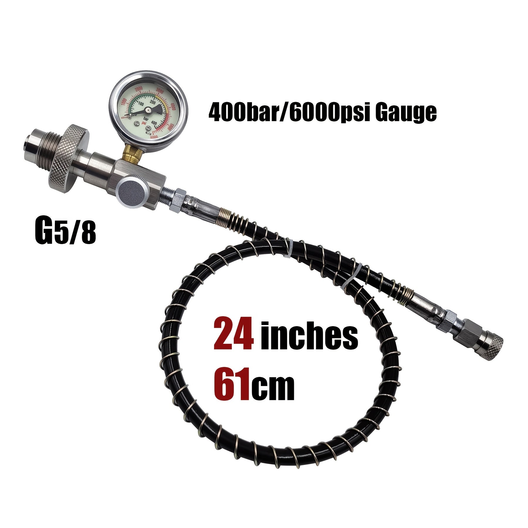 High-Pressure Diving Filling Station Adapter Kit with 6000psi Gauge Stainless Steel
