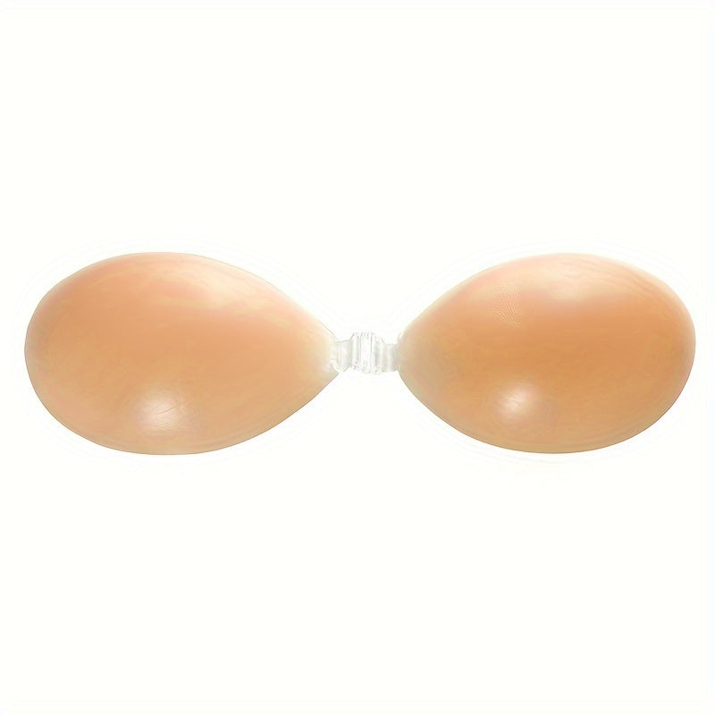 Silicone Strapless Invisible Bra with Self-Adhesive Backless Push-Up Nipple Covers for Women