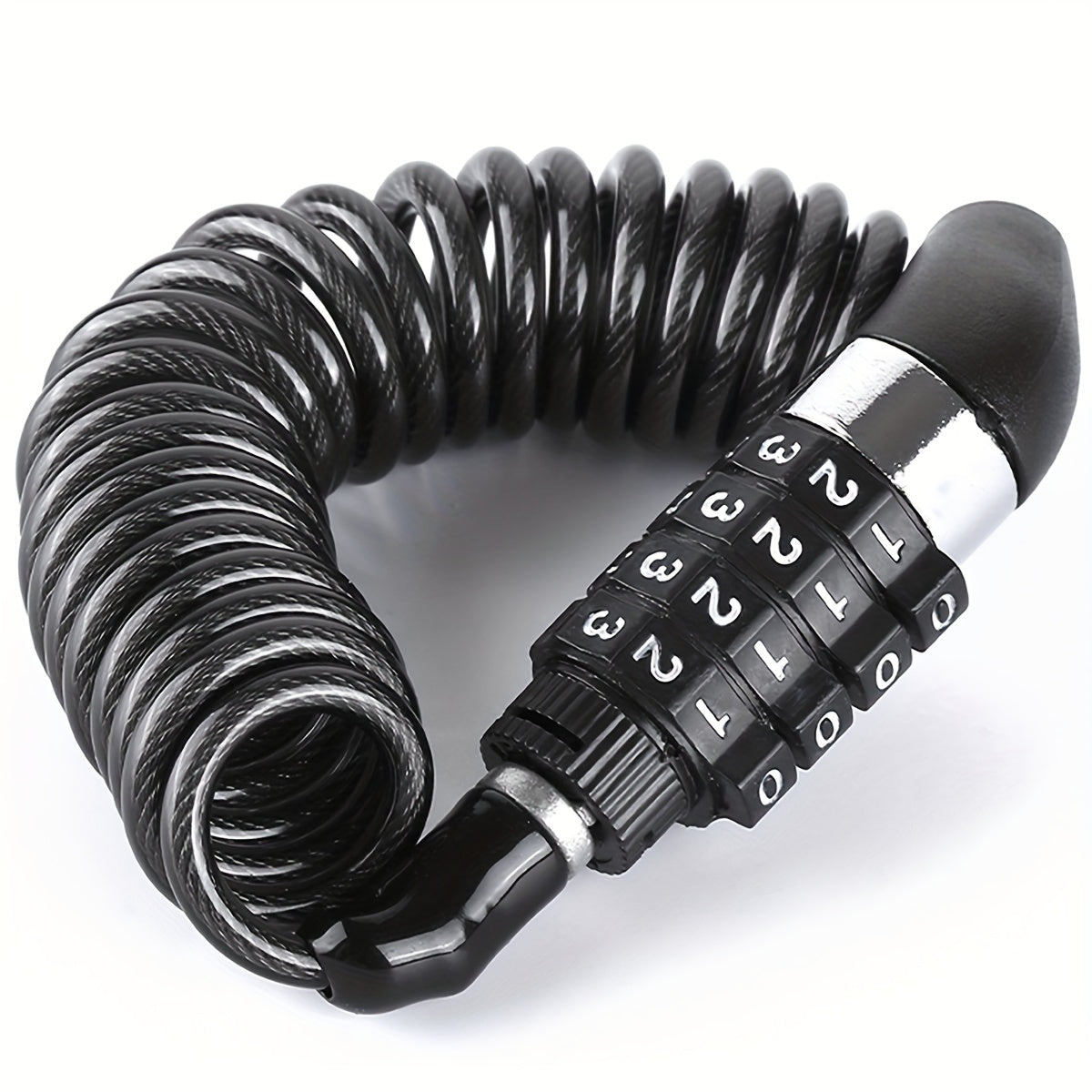 Motorcycle Helmet Lock Cable Steel Security Chain Black Coiled