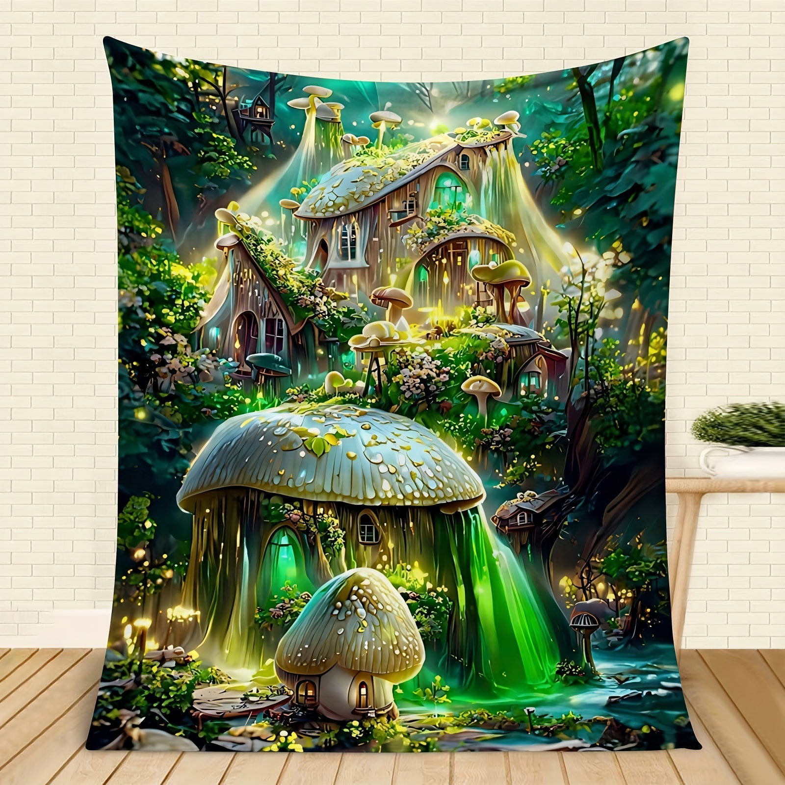 Fluorescent Green Fairy Tale Forest Throw Blanket for Kids and Adults