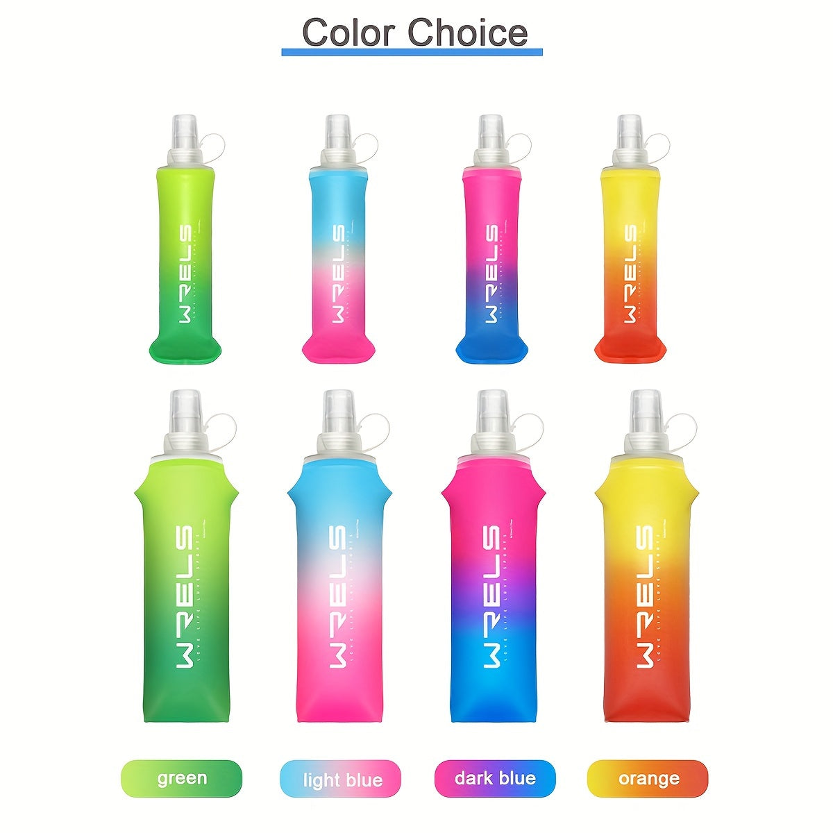 Collapsible Silicone Water Bottles 8.5oz and 17oz BPA-Free for Running Hiking Cycling