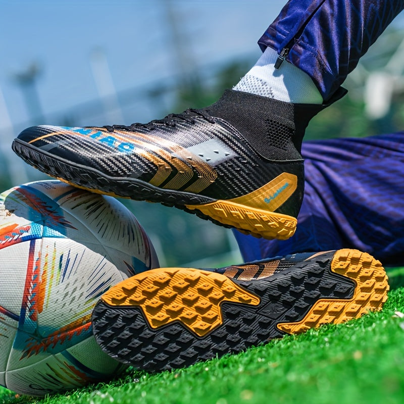 Мужские высокие футбольные бутсы противоскользящие с амортизацией, дышащая сетка, всесезонные