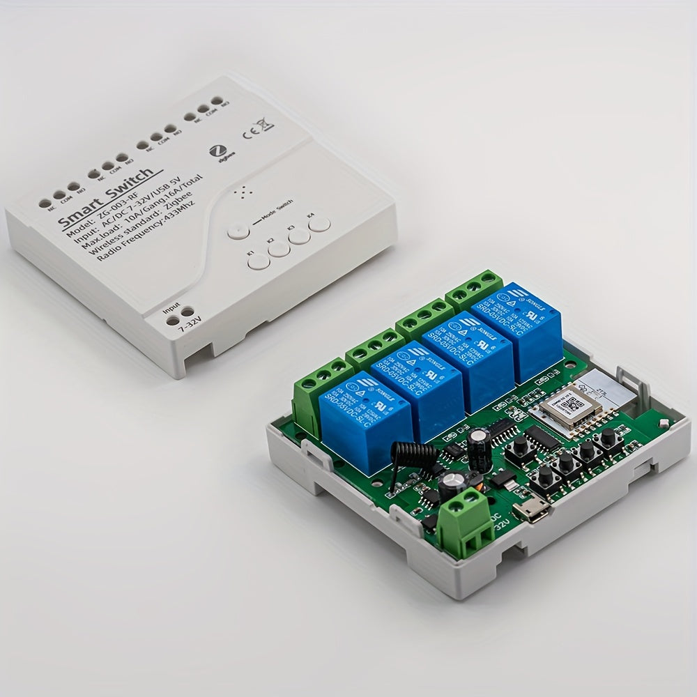 Módulo de interruptor inteligente Zigbee, relé de 4 canales, WiFi RF 433MHz, montaje en pared