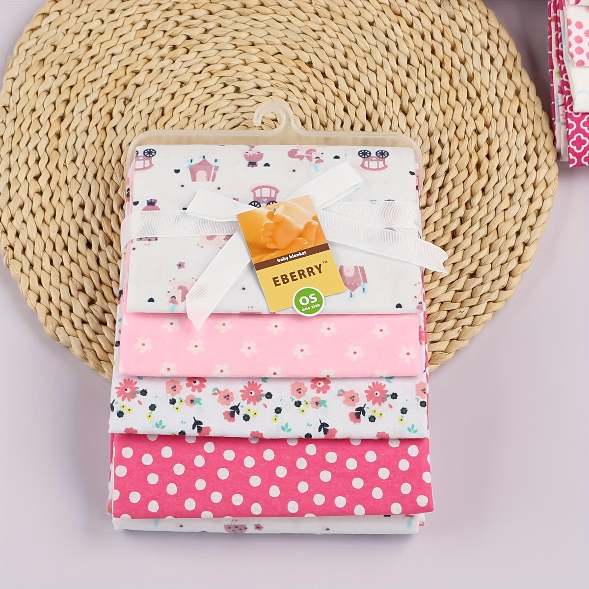 Juego de 4 mantas de algodón para bebés, suaves con estampados de dibujos animados, regalo para baby shower, Navidad, Acción de Gracias, San Valentín