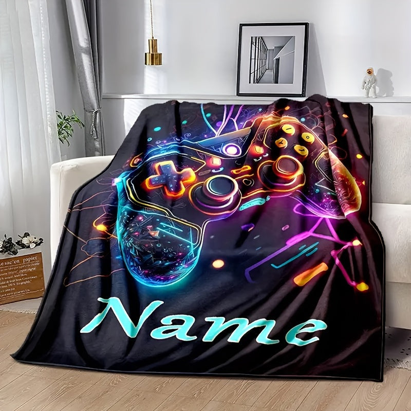 Personalized Custom Gaming Controller Print Blanket Cozy Warm Couch Bed Travel Camping Living Room Office Machine Washable