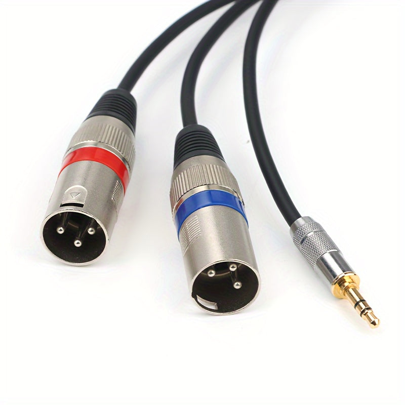 Gold-Plated 3.5mm to XLR Male Audio Cable Pure Copper Dual XLR Connectors for Mobile and PC