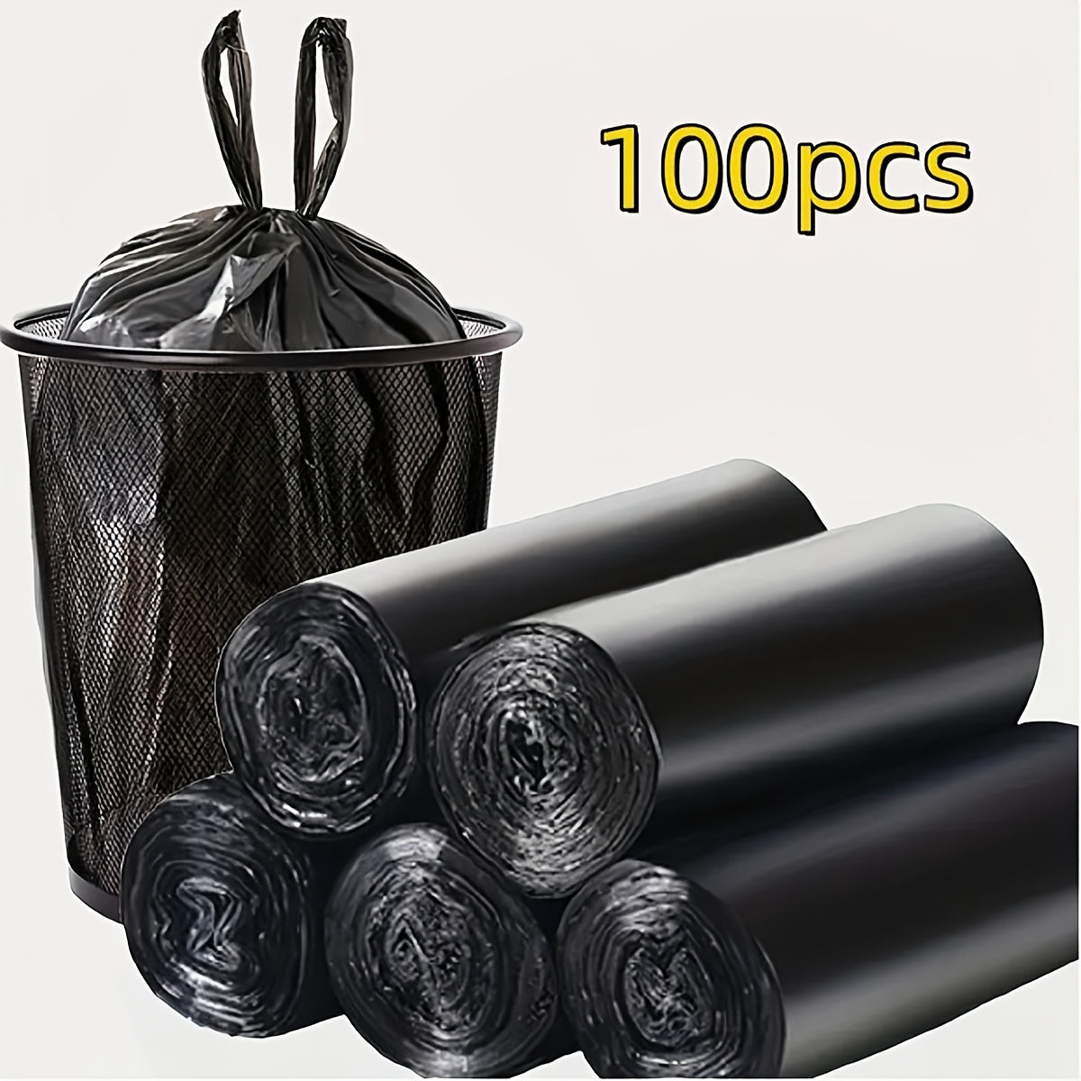 100 Pack Black Large Heavy-Duty Garbage Bags Leak-Proof Trash Liners