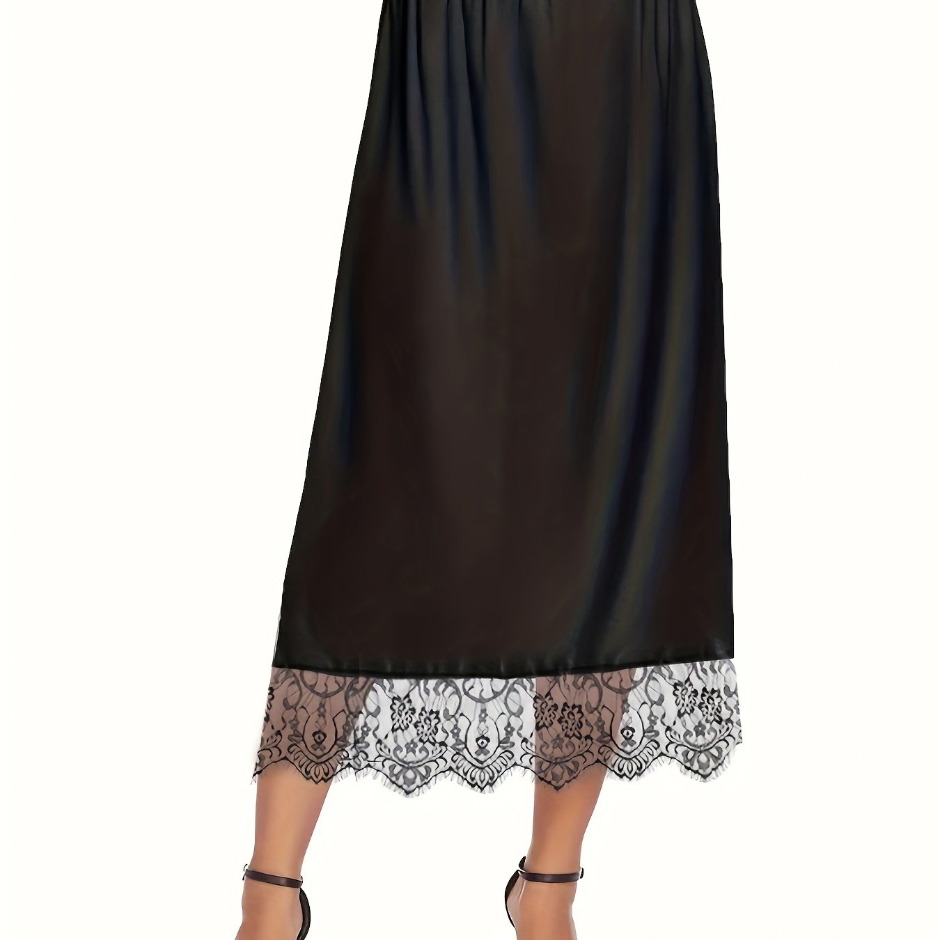 Women's White Lace Midi Skirt Floral Pattern A-Line Lightweight Polyester