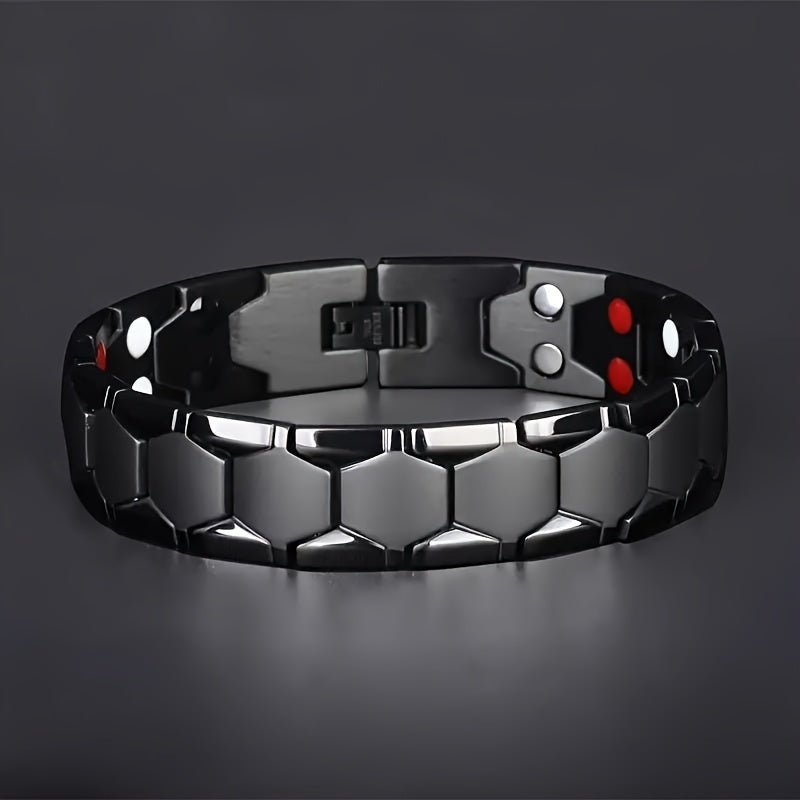 Men's Titanium Steel Magnetic Bracelet with 3500 Gauss Magnets Adjustable Stylish Gift