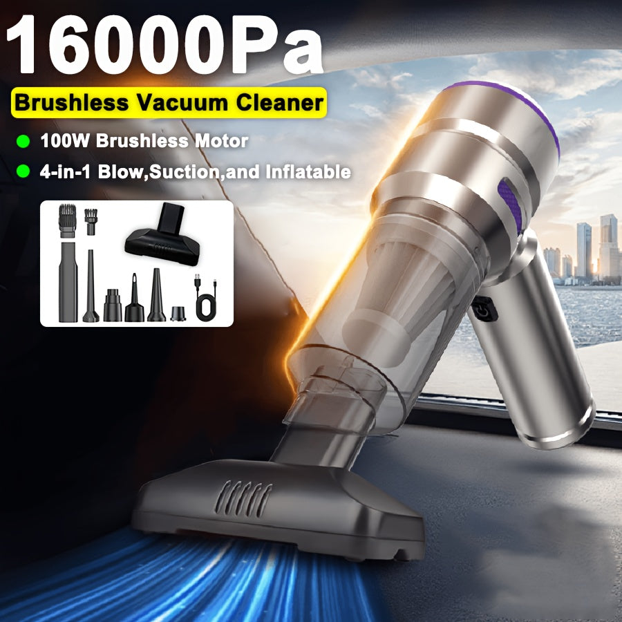 100W Cordless Handheld Vacuum Cleaner with 16000Pa Suction and 4-in-1 Function