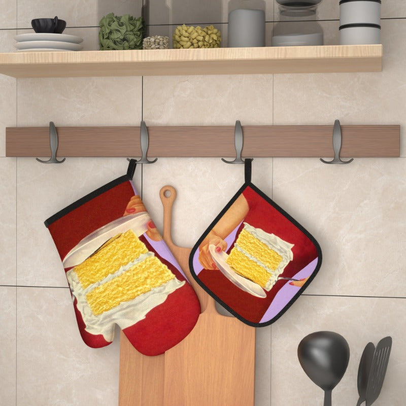 Heat Resistant Oven Mitts and Potholders Set 26.92x17.02cm Kitchen Cooking Baking