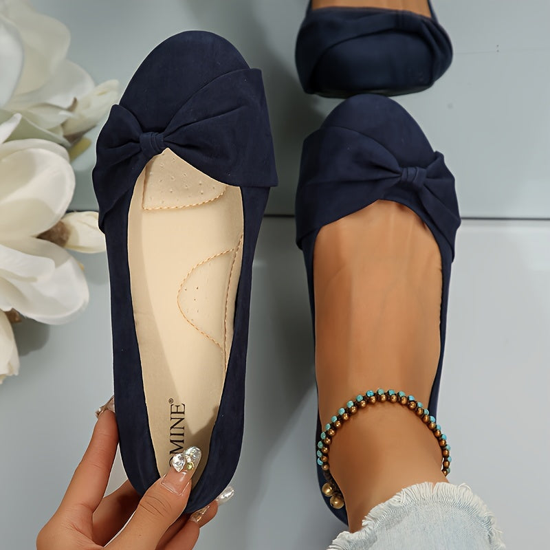 Ayollar uchun tekis poyabzal, Kelebek tugmasi uslubi, charm, qulay, qora