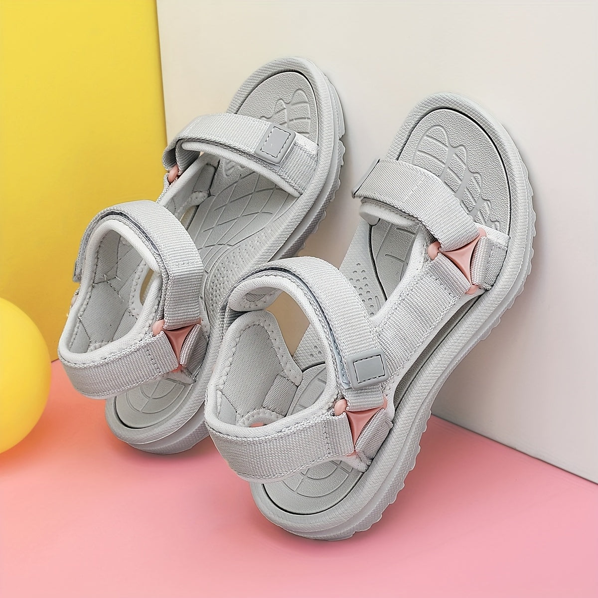 Girls Summer Sandals Beige Breathable Non-Slip Fabric Casual Footwear