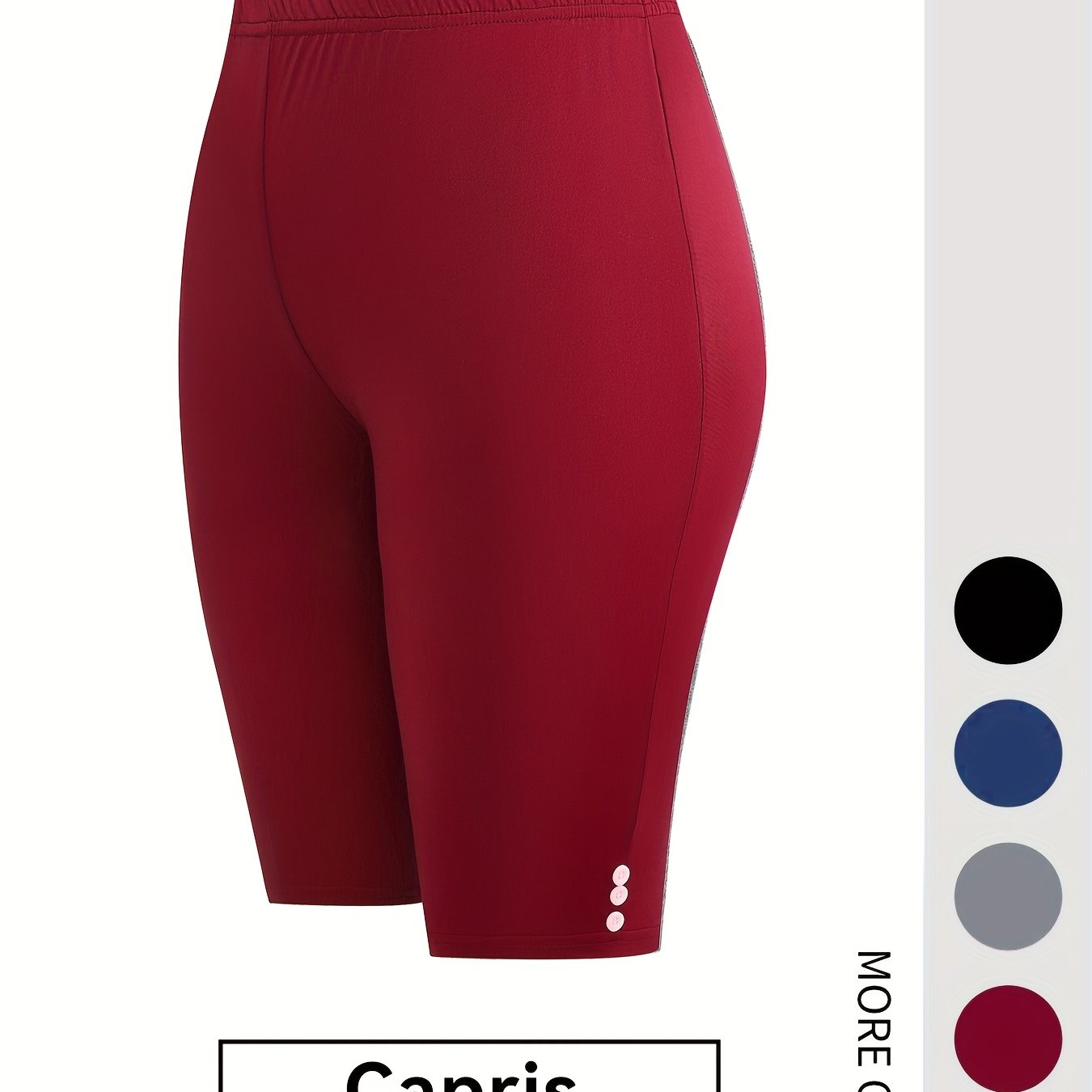 Women's High-Waisted Stretch Capri Leggings Yoga Workout Shorts Solid Color