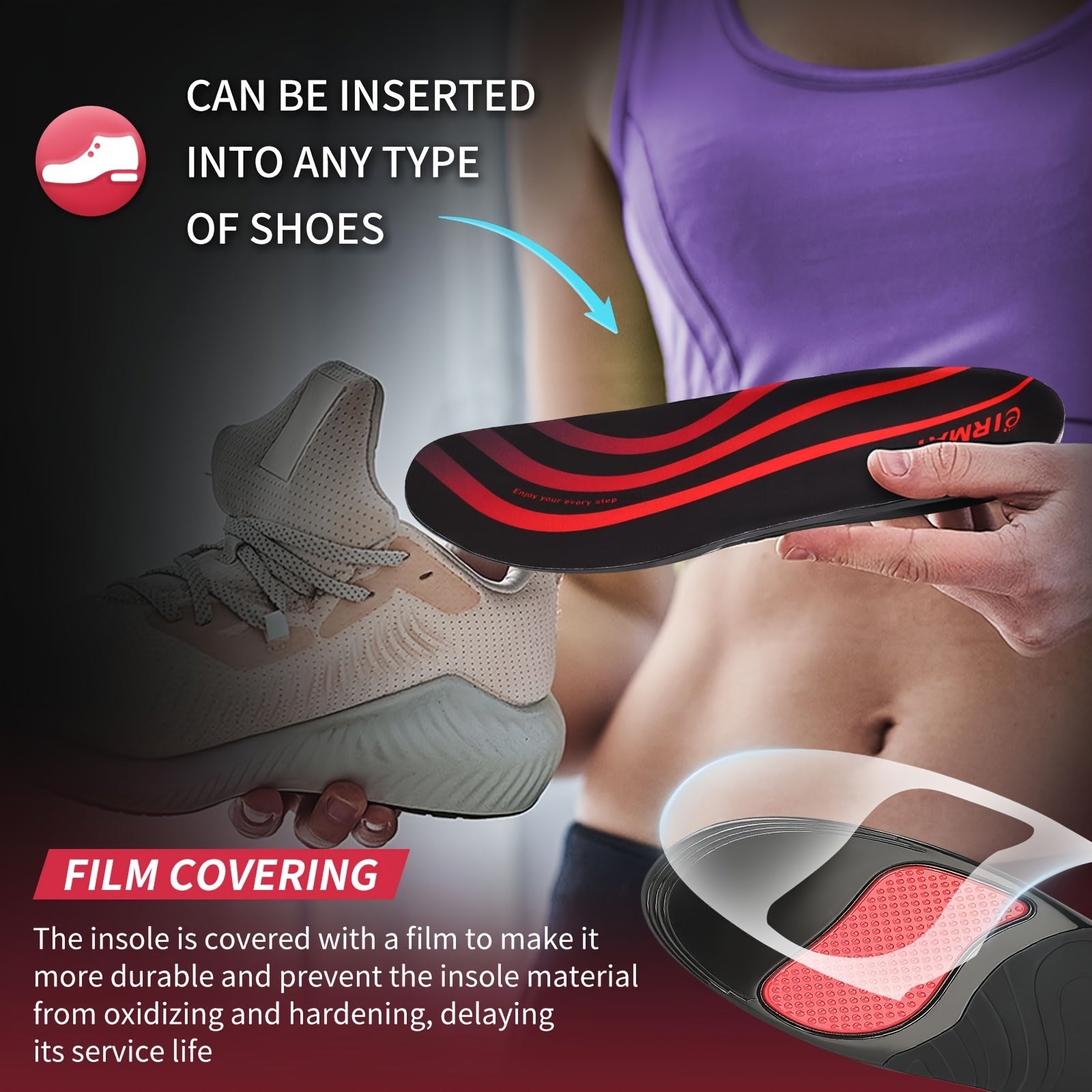 Unisex EVA Gel Insoles With Arch Support Shock Absorbing Anti-Slip