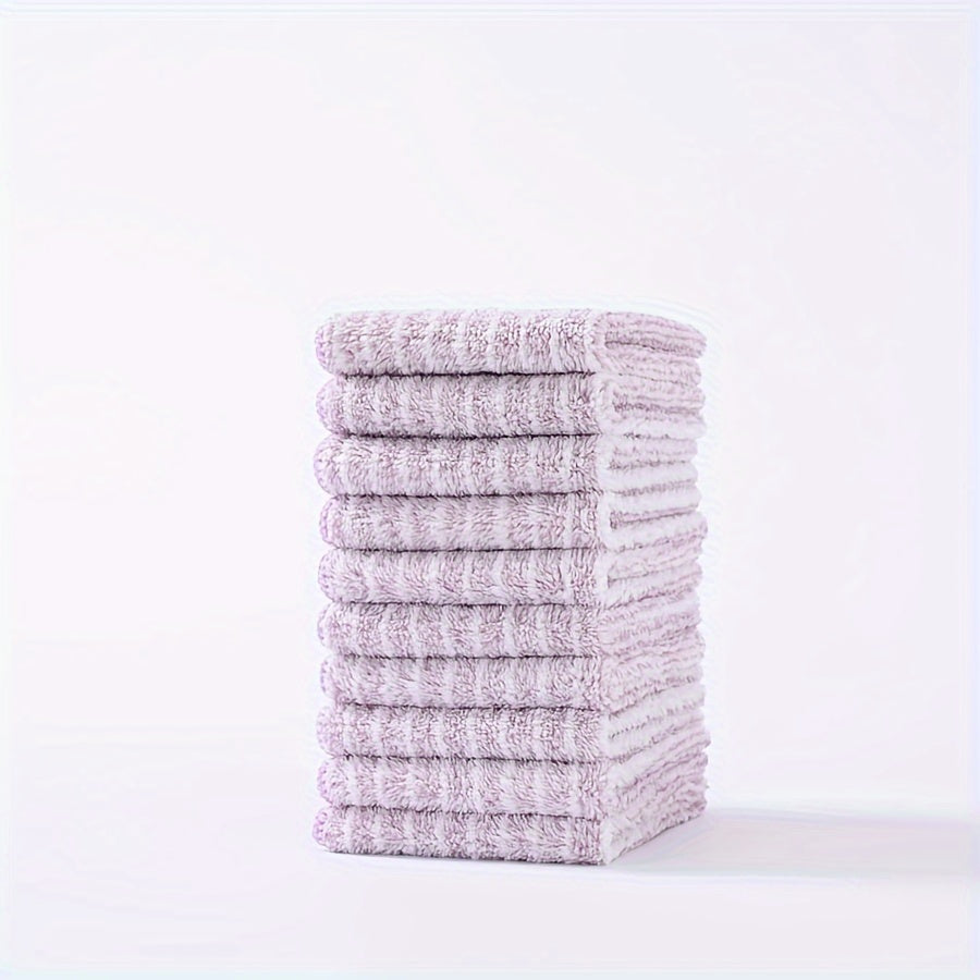 10pcs Color Washcloth Set Soft Absorbent Coral Fleece for Household Cleaning