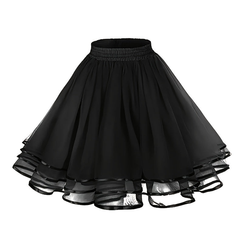 Ayollar uchun Tulle yubkasi, 3-qavatli ruffle, bir rangli, to'ylar va kundalik kiyimlar uchun