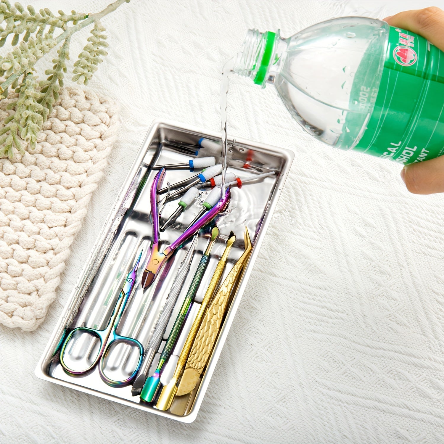 Stainless Steel Nail Tool Disinfection Tray High-Temperature Resistant Sterilizer for Cuticle Nippers and Nail Drill Bits