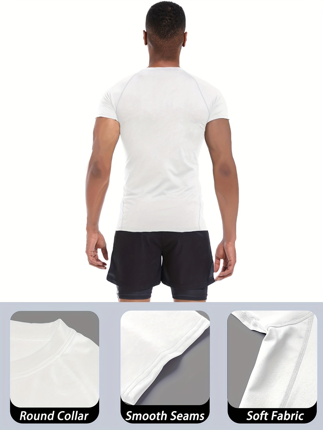 Men's Athletic Set with High-Stretch Quick-Dry T-Shirt and Double-Layer Shorts for Gym Running and Fitness