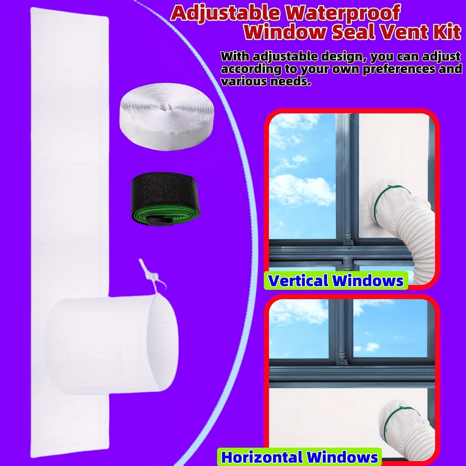 Adjustable Waterproof Window Seal Vent Kit for Air Conditioners and Dryers
