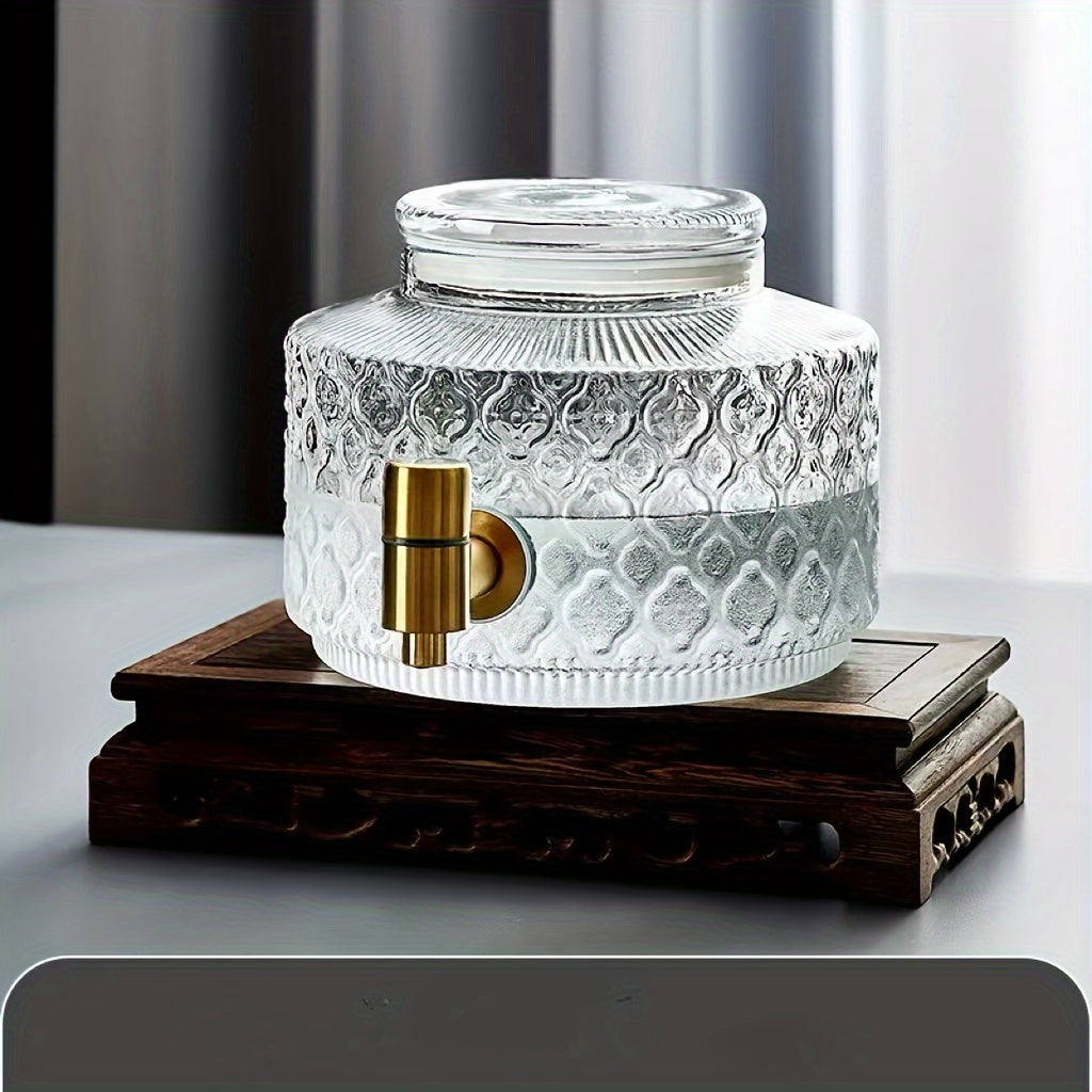 Large Capacity Glass Beverage Dispenser with Spigot for Cold Drinks and Iced Tea