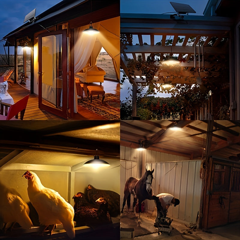 Solar Pendant Light with Remote Control and Adjustable Brightness for Indoor Outdoor Use