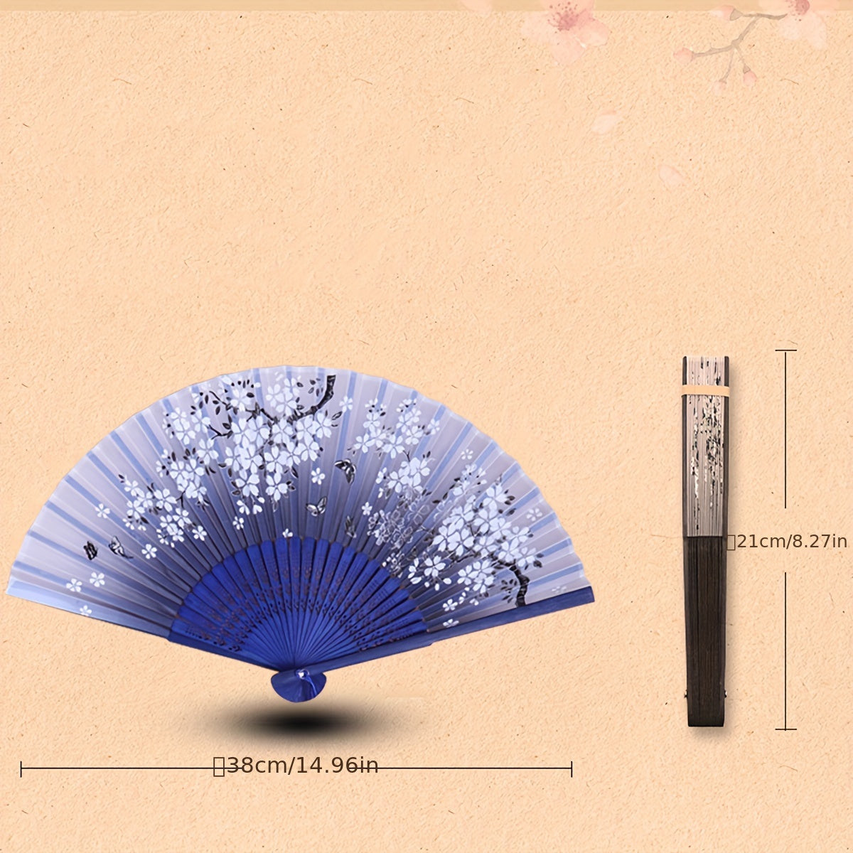 Set of 2 Traditional Chinese Hand Fans in Random Colors Vintage Foldable Fans for Summer Cooling