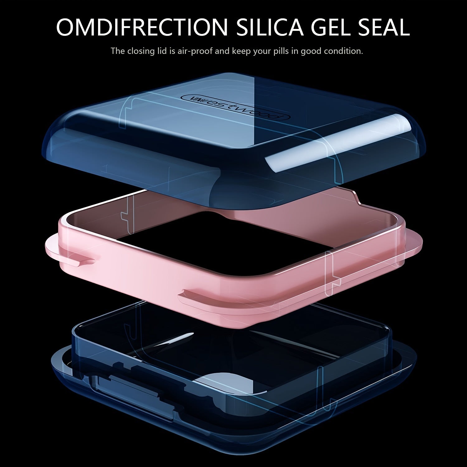 Compact Waterproof Pill Box for Travel, 4-Compartment Medicine Organizer