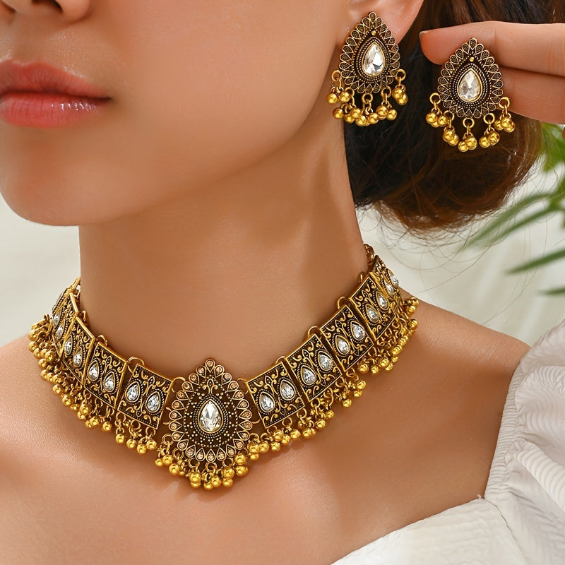 Peacock Jewelry Set Rhinestones Necklace and Earrings for Women Elegant Gift