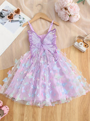 Girls' Mesh Tutu Dress with Butterfly Pattern for Parties and Birthdays