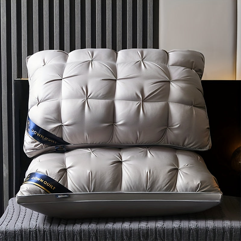 Роскошный набор подушек для поддержки шеи гостиничного качества из 2 штук - гипоаллергенные, легкие в уходе, с мягким наполнителем из полиэфирного волокна для спокойного и комфортного сна